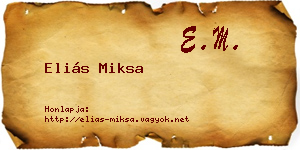 Eliás Miksa névjegykártya